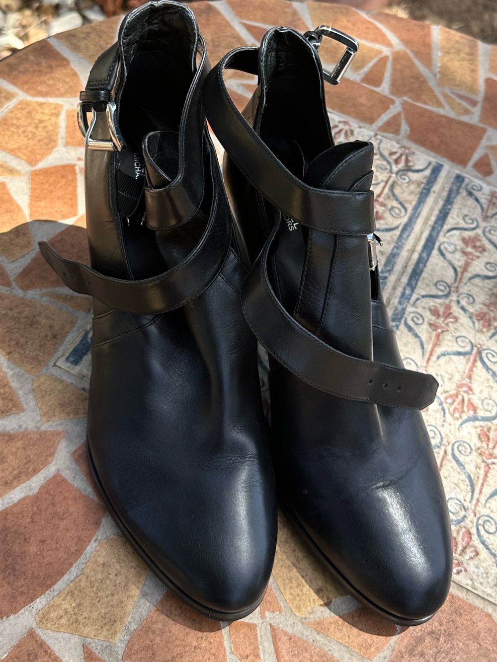 Women's Black Strap Leather Dress Shoes